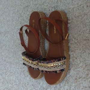 Kasnas Size 10 Espadrilles Ankle Strap Sandals.